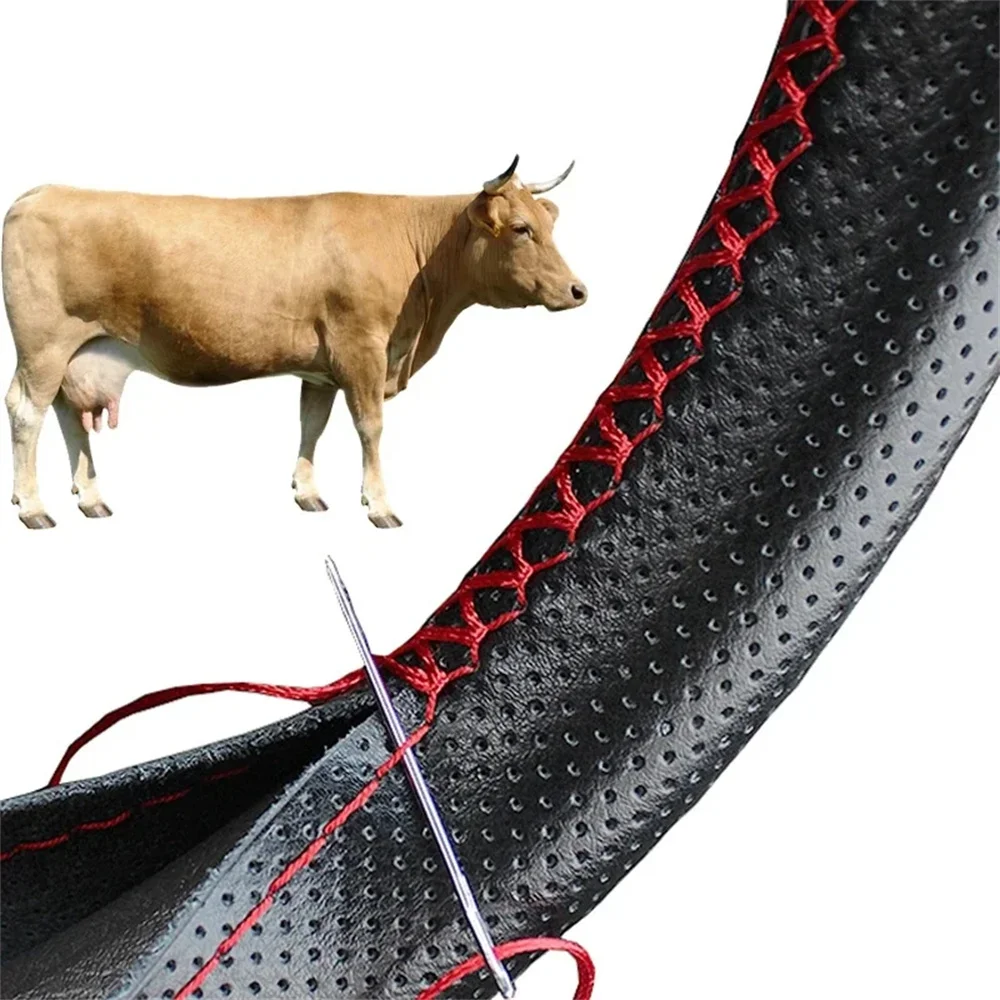 

Genuine Leather Steering Wheel Cover For Car Braiding Steering Wheel Protector Covers Anti Scratch Steering Accessories