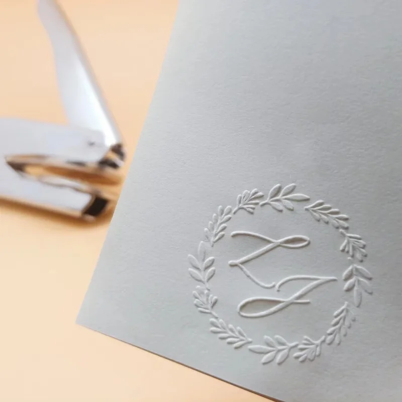 42MM Personalized Embosser Stamp - Heavy-Duty Custom Stamp with Your LOGO, Initials & Address for Wedding, Book Signing