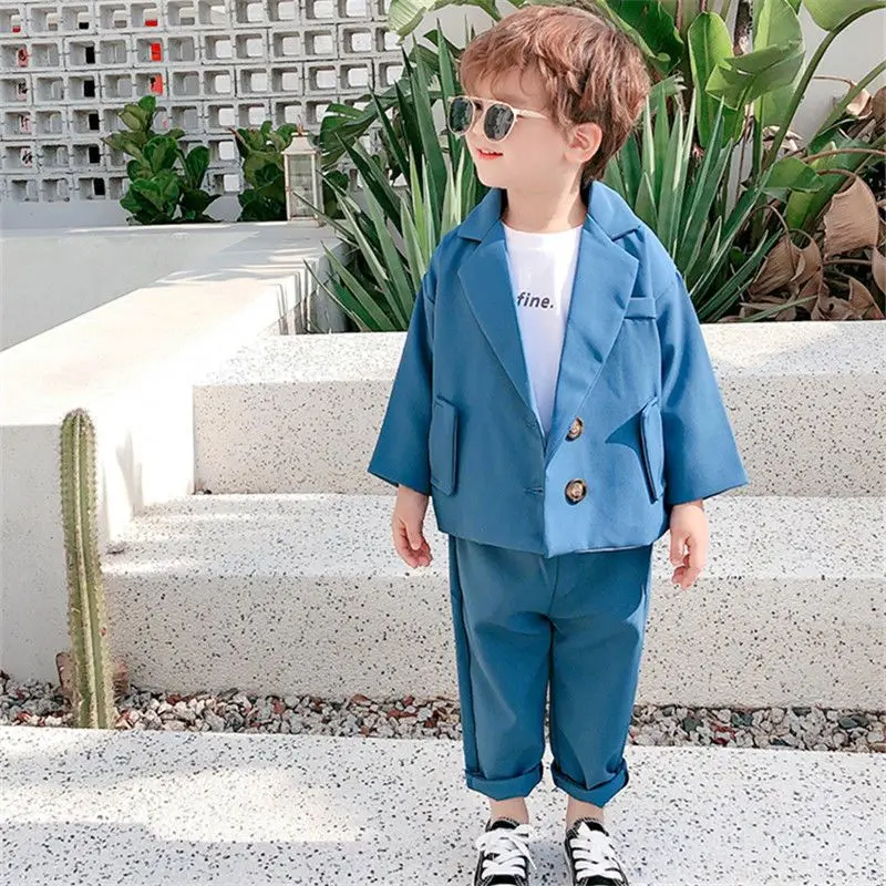 

Boys' Suit Set Spring And Autumn 2024 Korean Version Medium-sized Children's Handsome Stylish Lose Coat Pants Two-piece Sets