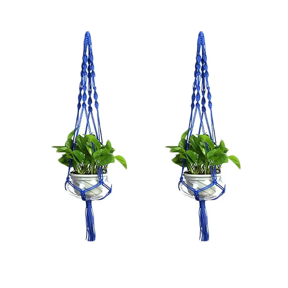 

Набор из 2 подвесных кашпо для растений в стиле макраме из нейлонового шнура, настенные корзины для цветов, для дома и улицы, декор для стен, винтажный стиль