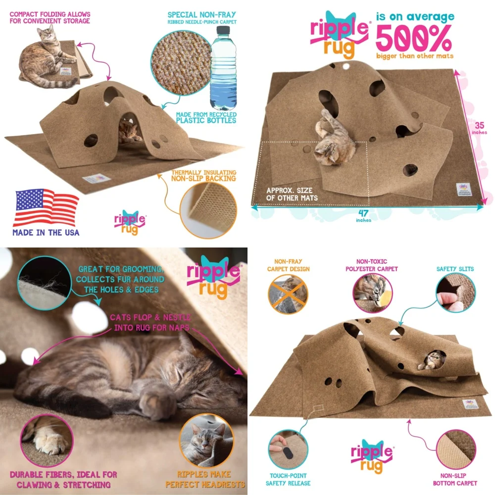 

Ripple Carpet Cat Activity Play Mat для домашних кошек Интерактивная игрушка для домашних животных Коврик для упражнений Мягкая нескользящая основа Прочный забавный дизайн для