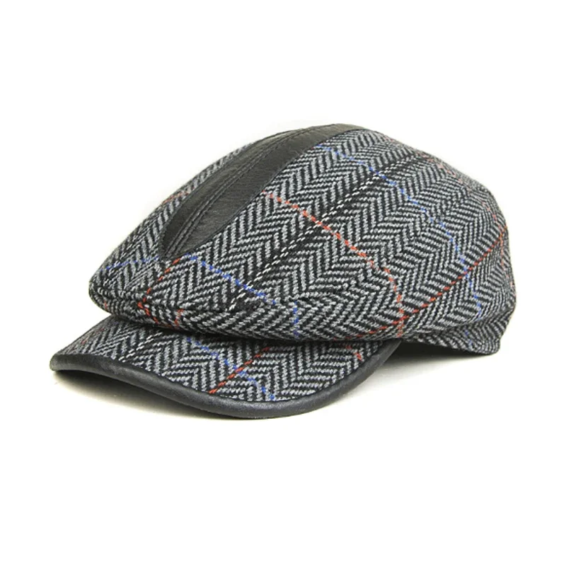 Winter Real Leather Hat Autumn Men's Sheepskin Leather Beret Elegant Fashion Dad Tongue Cap Snapback Caps For Men