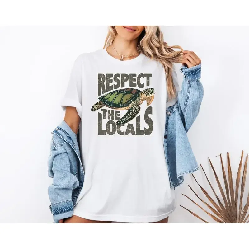 Respect The Locals T Shirt Park Lover Nature Sea Turtle Granola Girl Camping