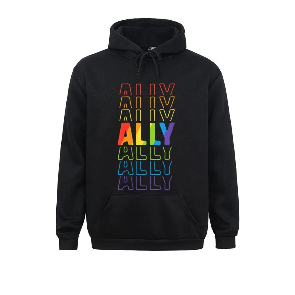 Ally LGBT Pride Rainbow Flag Ally March Mom Women Streetwear Hoodie Fitted Long Sleeve Group Men Hoodies Clothes