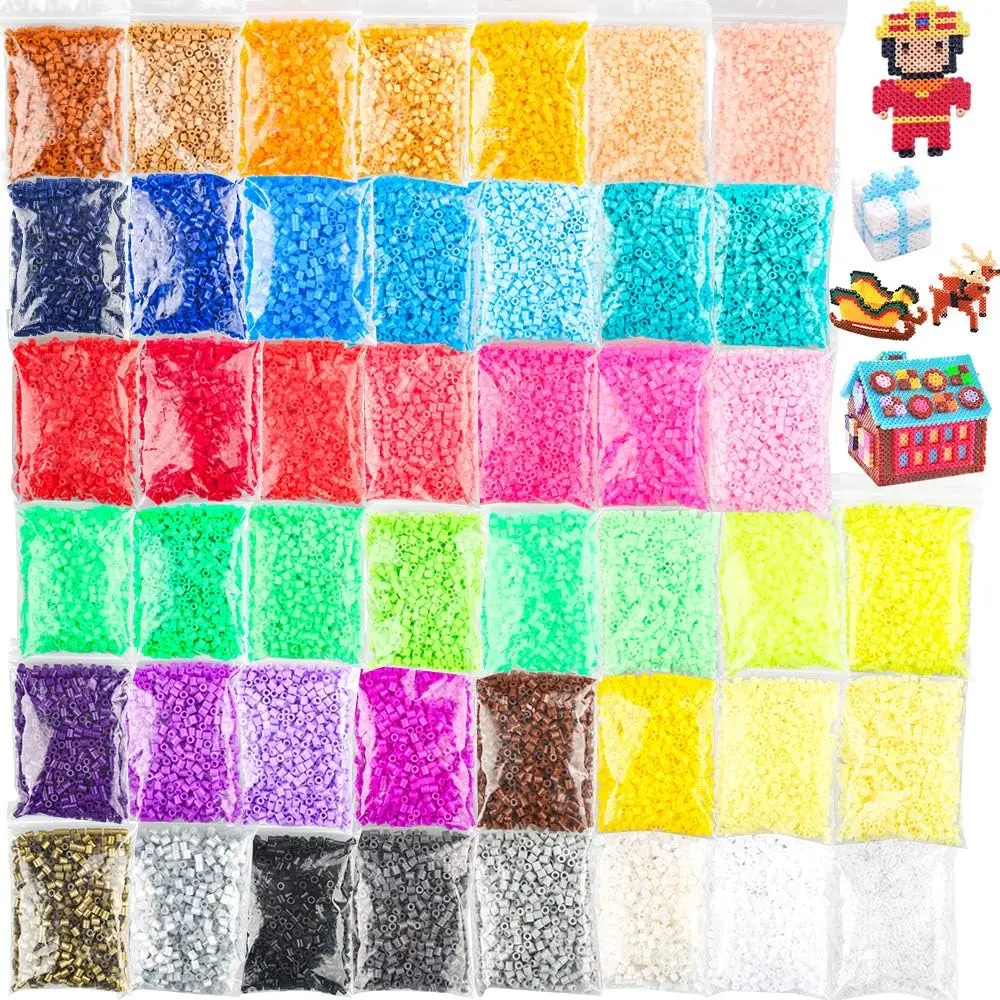 

36000 Pcs Fuse Beads 45 Colors Bulk Assorted Multicolor for Kids Crafts with Ironing Paper
