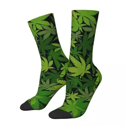 Funny Crazy Sock for Men Weed Leaf Hip Hop Vintage Camo Army Happy Seamless Pattern Printed Boys Crew Sock Novelty Gift