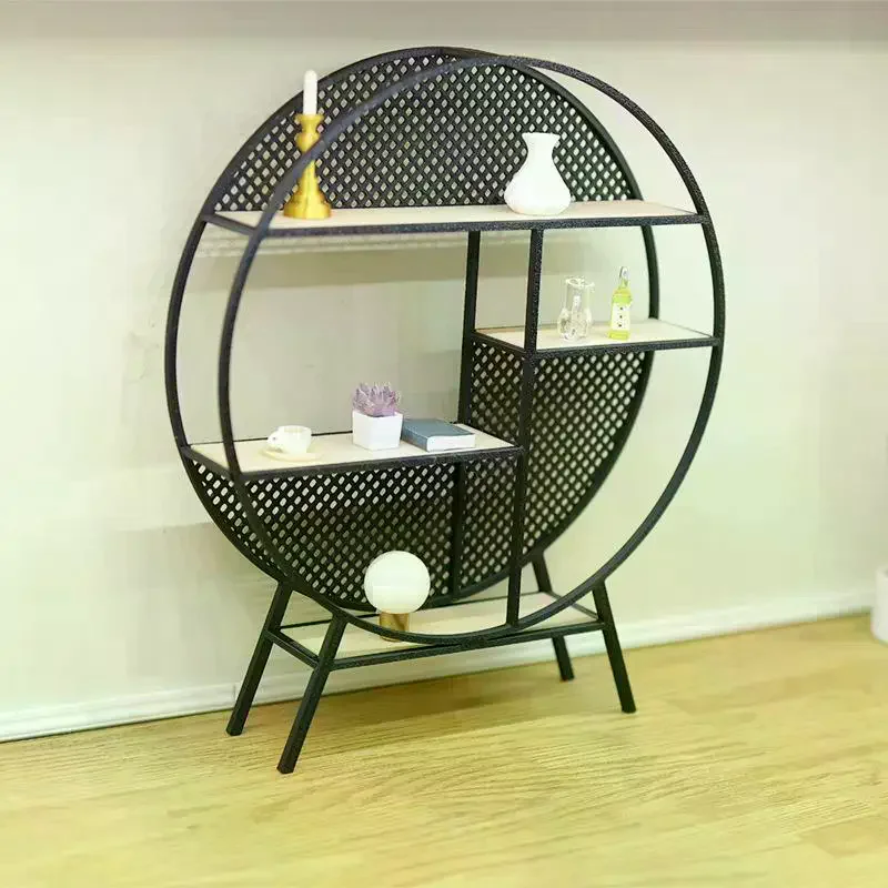Estante de almacenamiento redondo de estilo chino en miniatura para casa de muñecas, modelo de muebles, accesorios para decoración de casa de muñecas, juguetes para juego de imitación, regalo, 1:12
