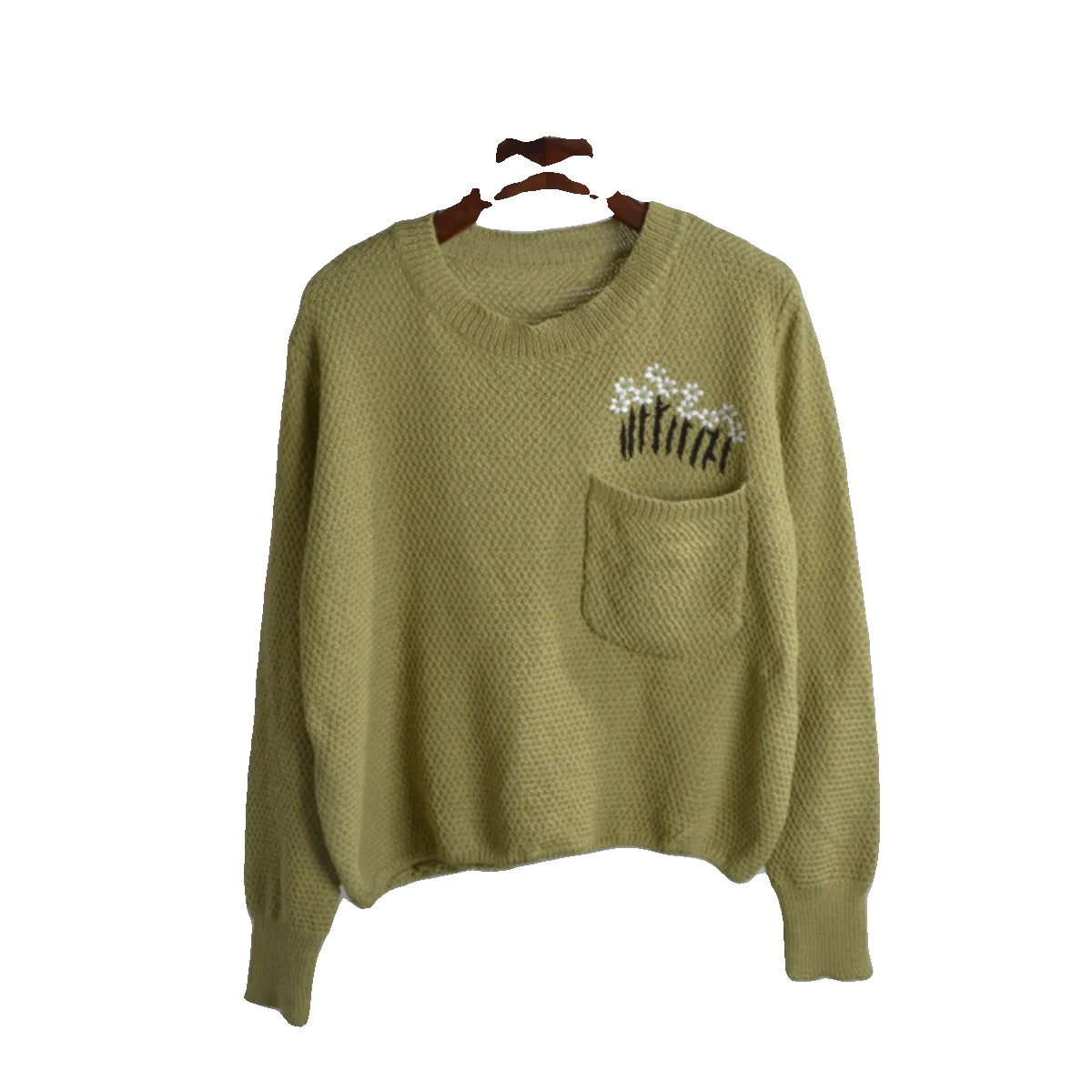 

Осенне-зимний женский вязаный свитер ort Sve round Ne Свободный длинный све с вышивкой Верхний базовый слой Топ