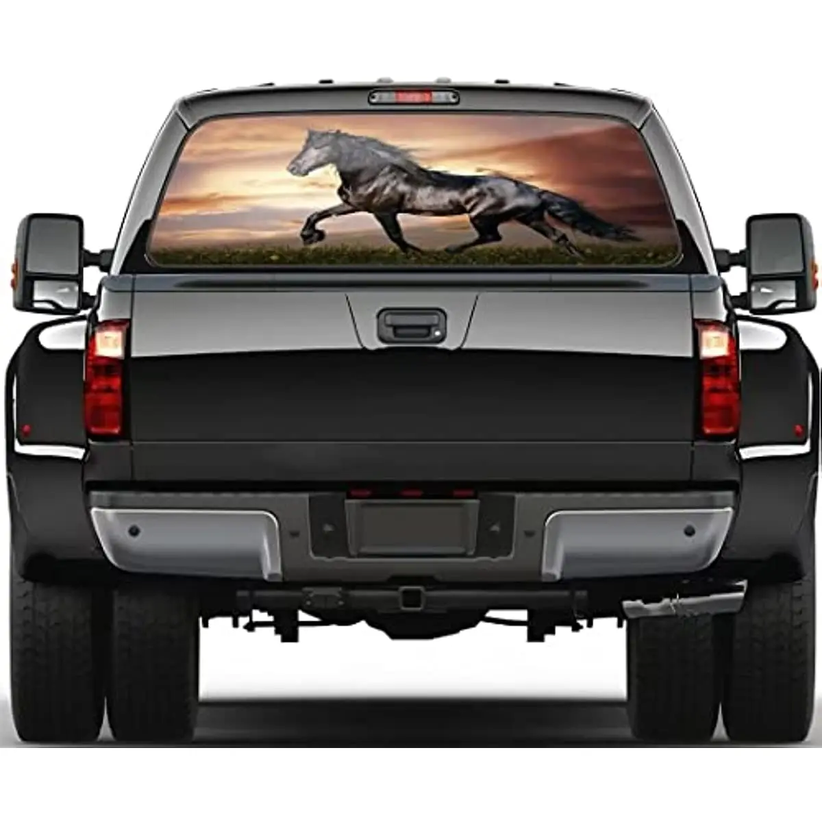 YOURKEY Truck Rear Window Decals Sticker Black Horse Car Back Window Decal Graphic Perforated Vinyl Decal Wrap Patriotic Decorat