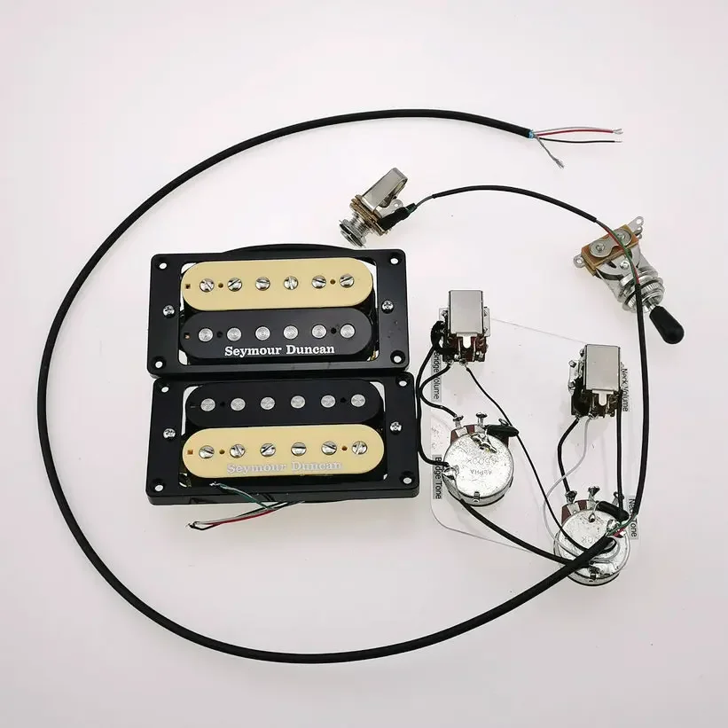 

Humbucker Electric Guitar Pickups Zebra 4C With Wiring Harness Push and pull Switch