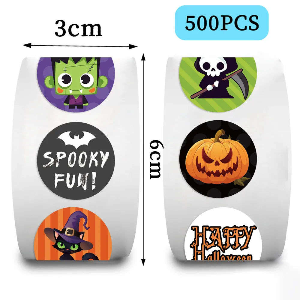 Halloween Roll Stickers 500 Counts, Waterproof Horror Skeleton Print Tape for Tumbler Laptop & Skateboard DIY Anime Worlds Store