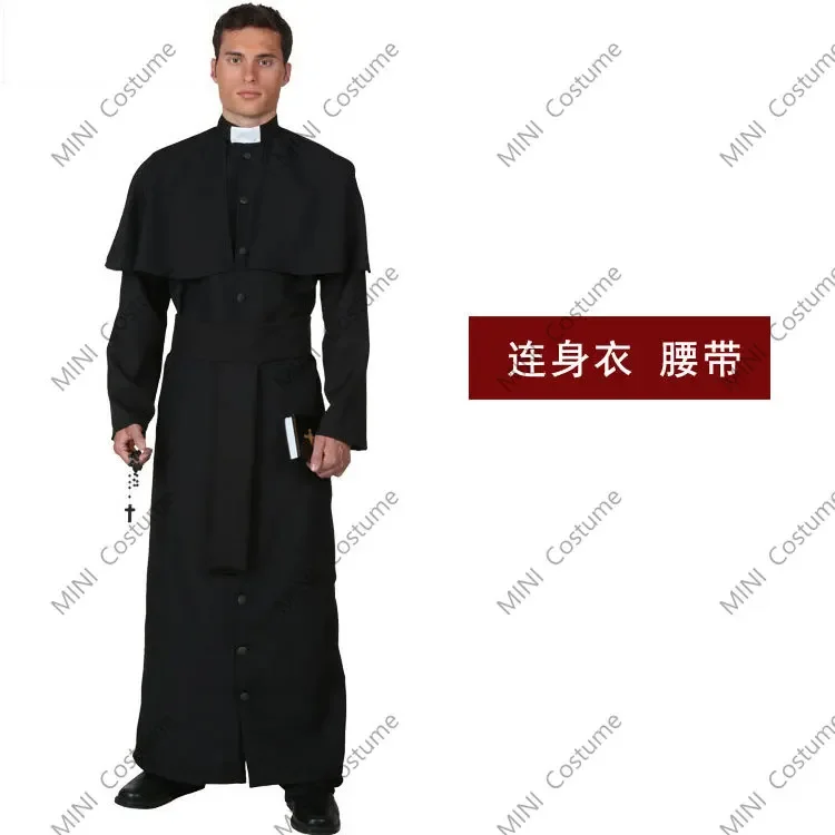 Halloween  Nun Sister Costume Men and  Women's Christian Missionary Catholic Cosplay Carnival Fantasia Role-playing Dress