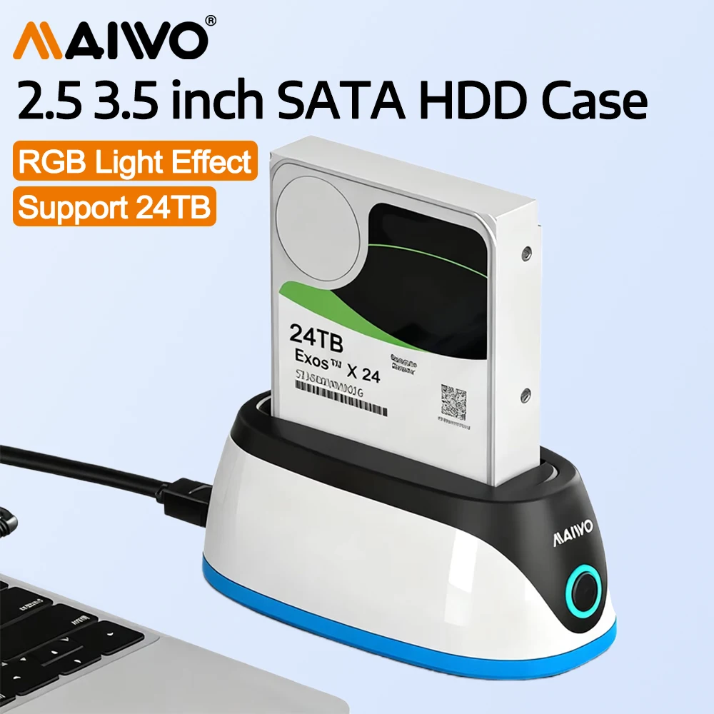 MAIWO Hard Drive Docking Station for 2.5 3.5 Inch SATA HDD SSD 24TB Capacity USB 3.0 to External Hard Drive Adapter Reader Case