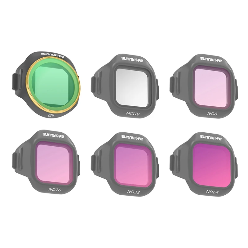 مجموعة مرشحات SUNNYLIFE لـ DJI MINI 5 PRO-MCUV+CPL+ND8/16/32/64 مرشحات كاميرا بدون طيار لملحقات طائرات بدون طيار DJI MINI 5 PRO