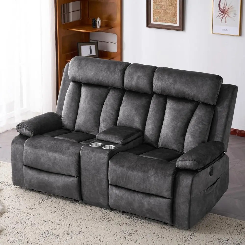 

Power Reclining Loveseat with Storage, Electric Recliners with USB/Type C Ports, Cup Holders for Home Theater and RV Use