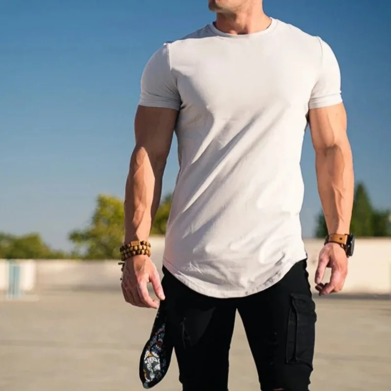 Muscle Fitness T-shirt Summer Men's T-shirts Workout short sleeve Tees Running cotton t-shirts Men Gym Sport Training Tops image 6