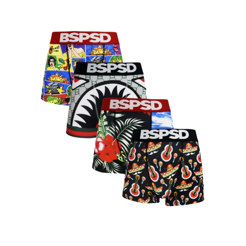

4 шт., сексуальные мужские боксеры, нижнее белье, трусы с забавным принтом, модные короткие удобные дышащие трусы-боксеры, большие размеры, трусики S-XXL