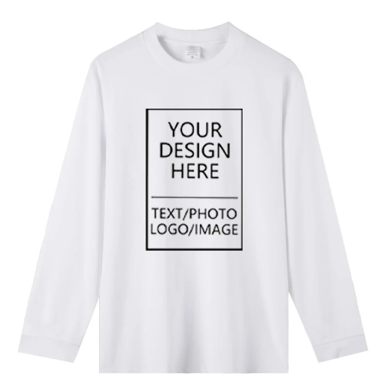 Men's long-sleeved pure cotton T-shirt, 230 grams thick, custom printed with company logo, loose-fitting for sports activities gallery 2