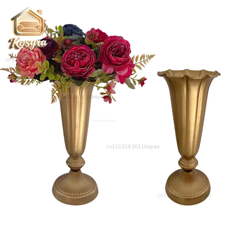 classical goblet flower utensil European retro metal vase high-end ornament wedding desktop decoration flower pot