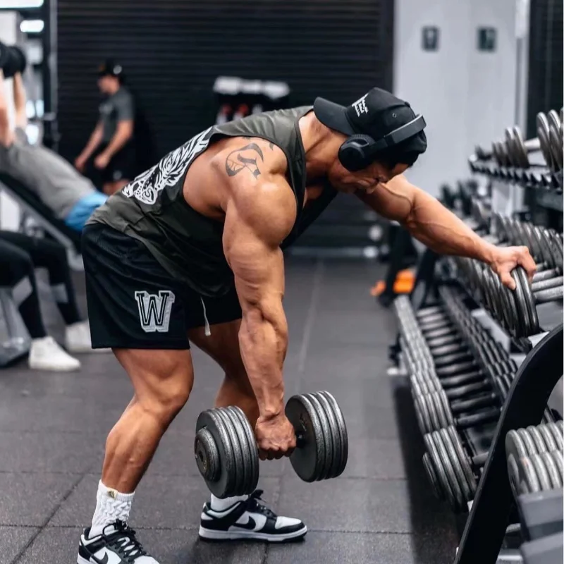 سترة رجالية بدون أكمام على الطراز الأمريكي، فضفاضة، بتصميم رأس ذئب، سريعة الجفاف، للرياضة والصالة الرياضية والاستخدام اليومي،...