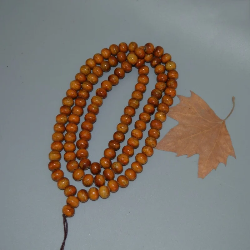 Tibetan-Style 108-Bead Made Of Cow , Yak Horn Buddhist , Round Beads, Old Material Spirit Bone Bracelet Fo