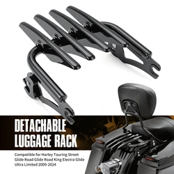 Porta-bagagens preto destacável para Harley, Touring, Street Glide, rei da estrada, Electra, Ultra limitada, 2009-2024