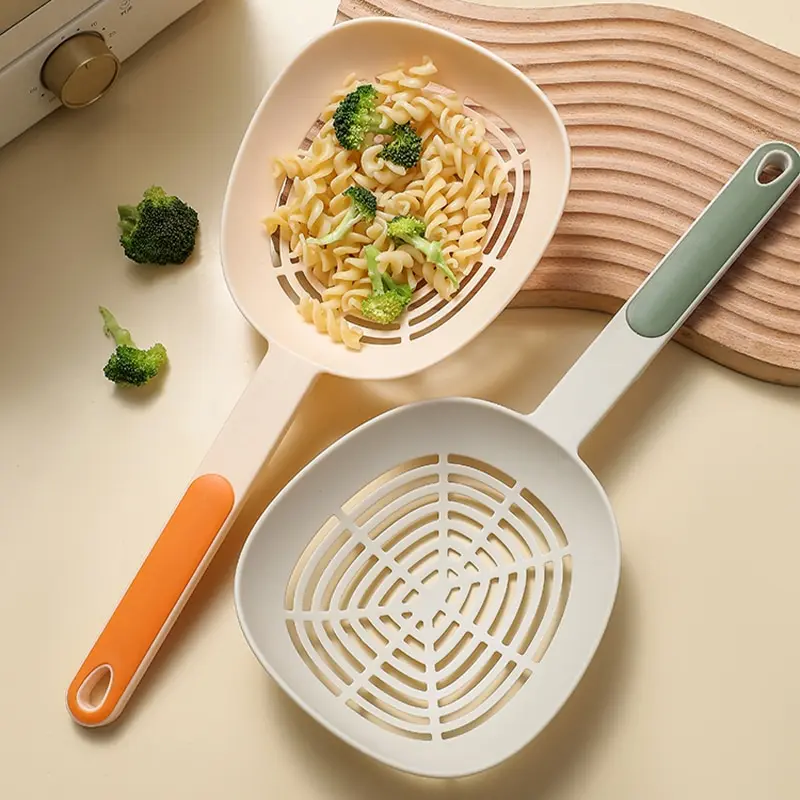 Large leaky spoon household kitchen long handle integrated filter screen Lo mein spoon dumpling Wonton high temperature resistan