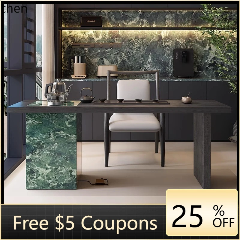 

living room tea table simple rock slab solid wood balcony small tea table and chair combination