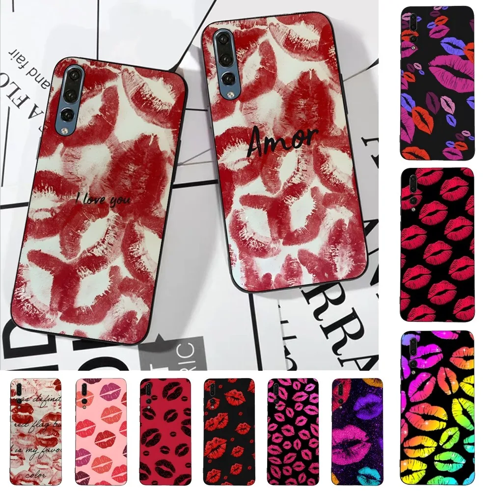 Hot Red Lip Print Phone Case For Huawei P 8 9 10 20 30 40 50 Pro Lite Psmart Honor 10 Lite 70 Mate 20lite