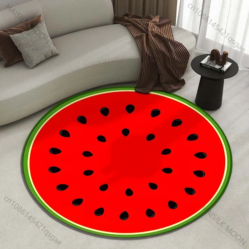 Juicy watermelon slice Printed round carpet living room sofa table carpet large pet mat soft round carpet home decoration