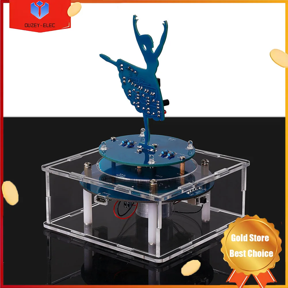 

Поворотная музыкальная шкатулка постоянного тока 5 В, комплект «сделай сам», музыкальный/поворотный независимый контроль, регулируемая скорость, электронный обучающий модуль для практики пайки