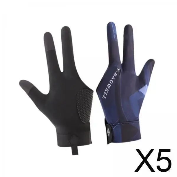 

5x 3 Fingers Pool Gloves Separate Finger Gloves Lightweight Nonslip Portable Snooker Gloves Mitts for Playing Men Women Indoor