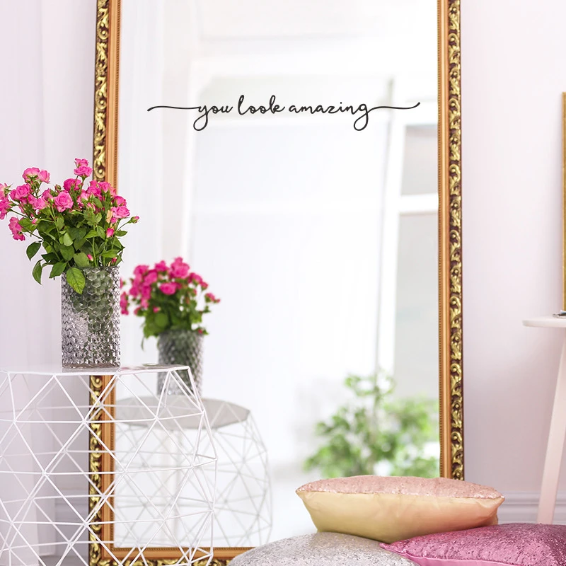 Minimalist English You Look Warm Heart Banner Glass Sticker Mirror Sticker Home Decoration Wall Sticker