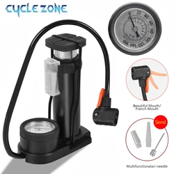 Mini Bicycle Pump with Pressure Gauge Safety Portable Bike Foot Pedal Pump Motorbike MTB Bike Tyre Inflator Cycling Accessories