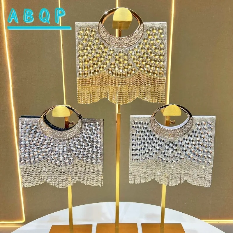 New Evening Handbag Diamond Sparkling Dinner Party Handbag Luxury Brand Tassel Diamond Fashion Women's Shoulder Crossbody Bag