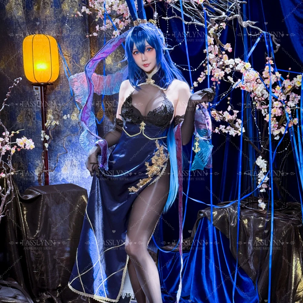 

Game Azur Lane USS New Jersey Cheongsam Cosplay Costume Party Dance Under Moonlight Halloween Outfit for Women