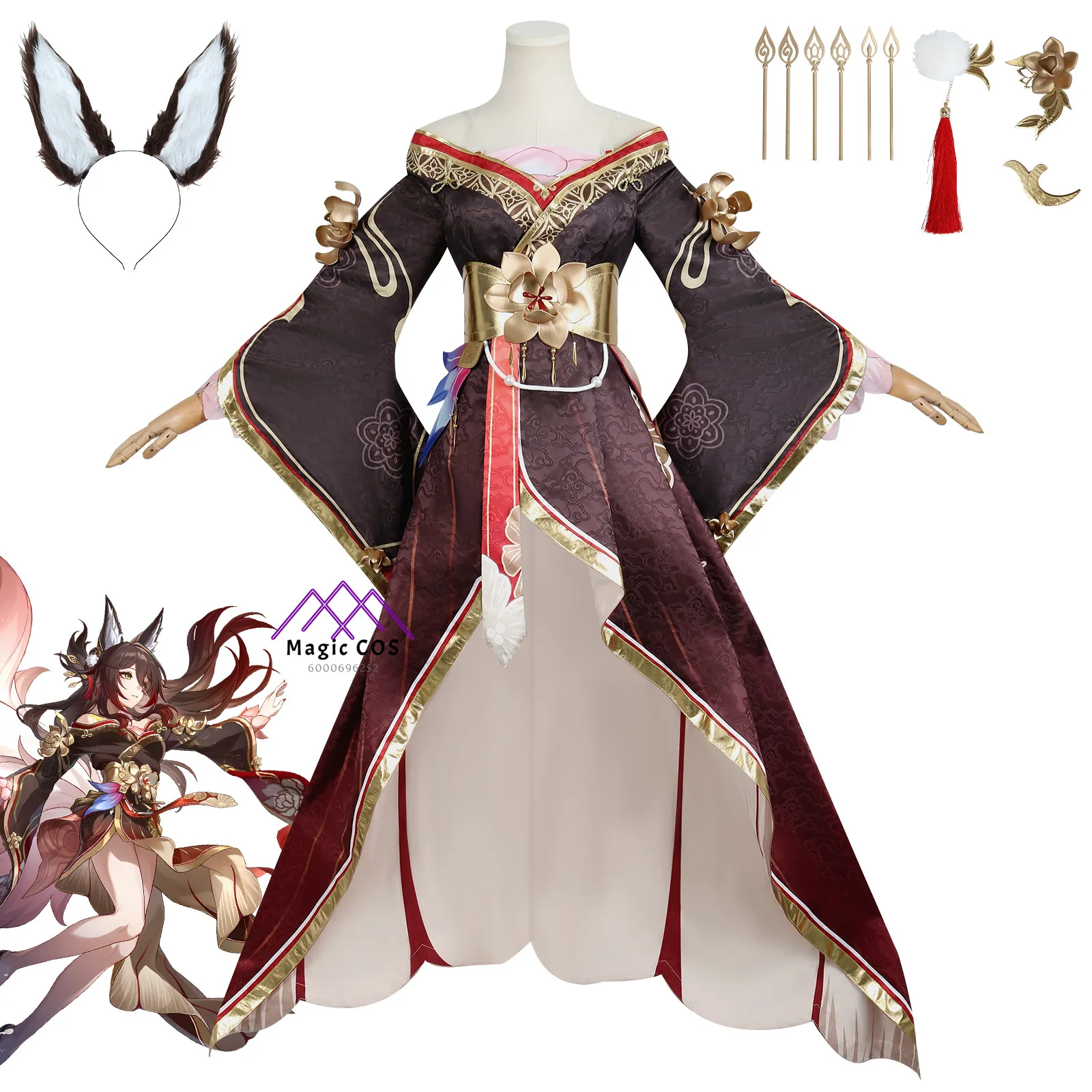 

Honkai: Star Rail Tingyun (Destiny Wanderer) Косплей Костюм из атласной ткани Стиль Высокое качество Аниме Наряд для женщин Comic Con Party