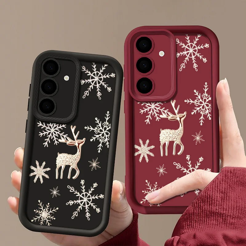 Luxus Weihnachten Elch Telefon Fall Für Samsung Galaxy A56 A16 A17 A36 A26 A55 A54 A15 5G S24 S25 FE S24 S23 S22 Ultra S25Edge Abdeckung