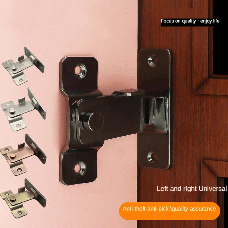 304 Stainless Steel Door Latch 90 Degree Door Buckle Safety Sliding Door Chain Lock Anti-theft Window Door Lock Hardware