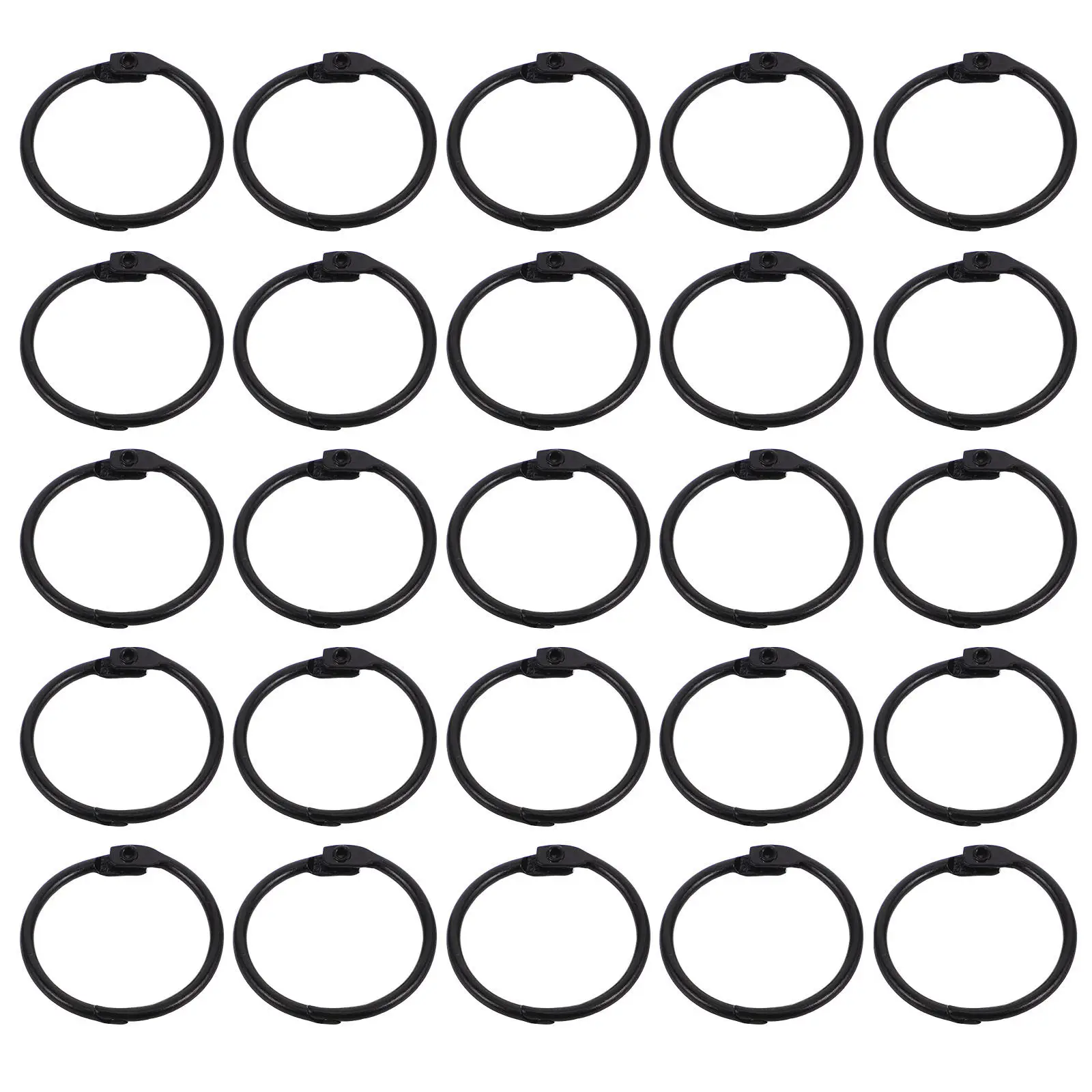 50Pcs Metal Binding Rings 25Mm Sleek Black Binder Ring Clips for Notebooks Index Cards Photo Albums Travel DIY Organization
