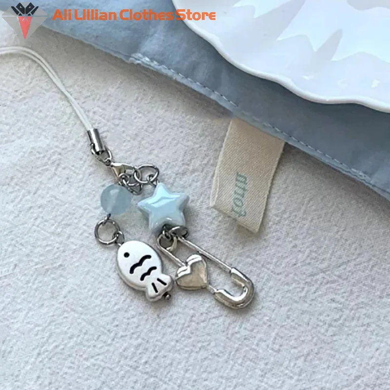 Summer Small Fish Star Charm Keychain Phone Lanyard Keyring Bag Pendant Accessory Aesthetic Y2k Jewelry