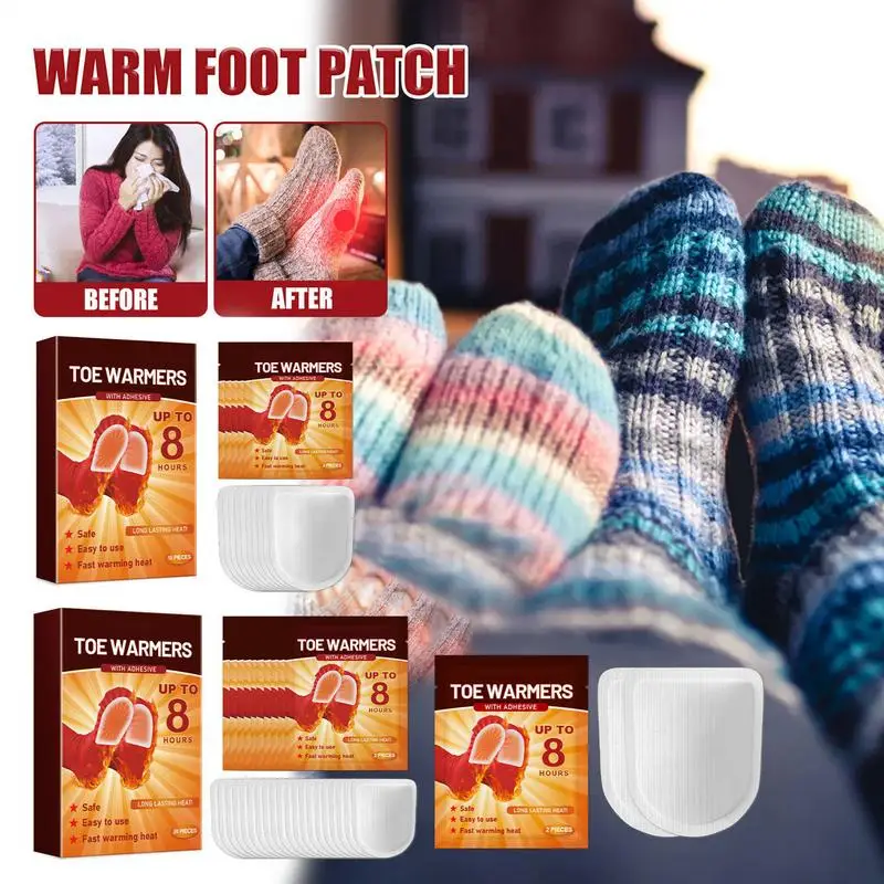 Foot Heat Patches Fast-Heating Non-Woven Comfortable Foot Warmer Foot Care 10pcs/20pcs Feet Patch For Cold Days Winter Camping