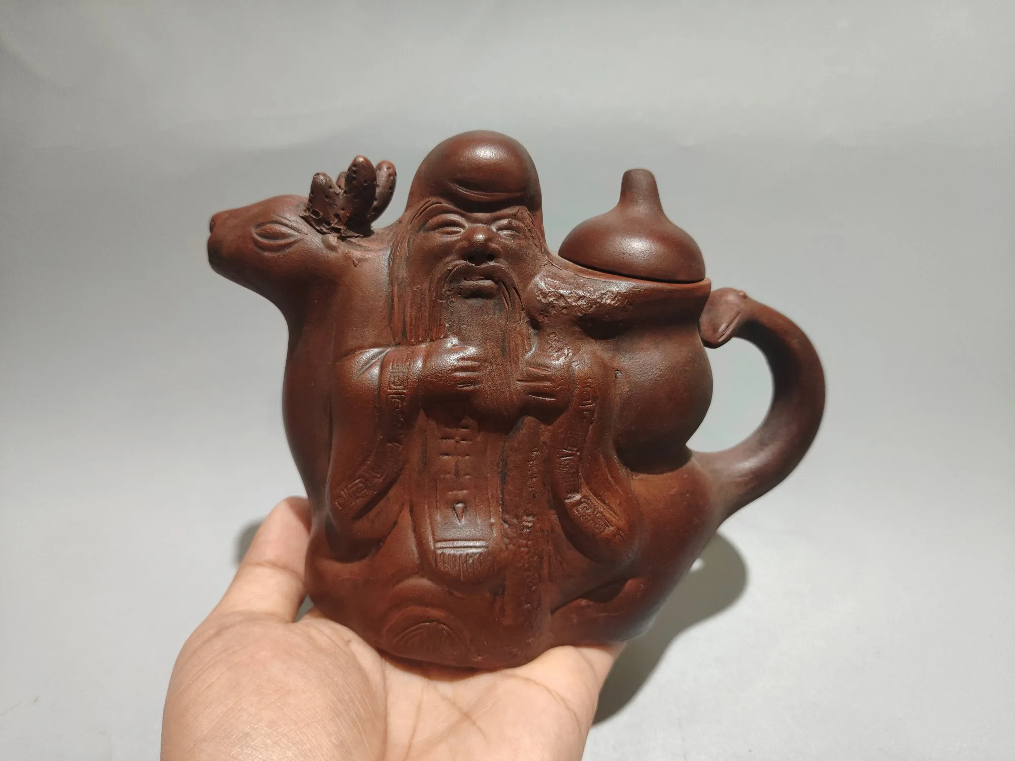 Yixing purple clay teapot Longevity Star Immortal Pot Deer Mouth Pot kettle teapot Tea charm Amass wealth Ornaments