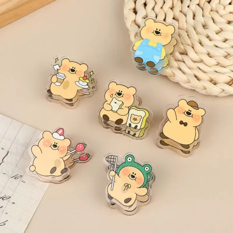 6 Stück Cartoon-Bären-Clips, niedliche Tier-Dekorationsklammern, tragbare rutschfeste Lesezeichen-Verschlussklammern für Büro, Schule, Zuhause – Detail 6