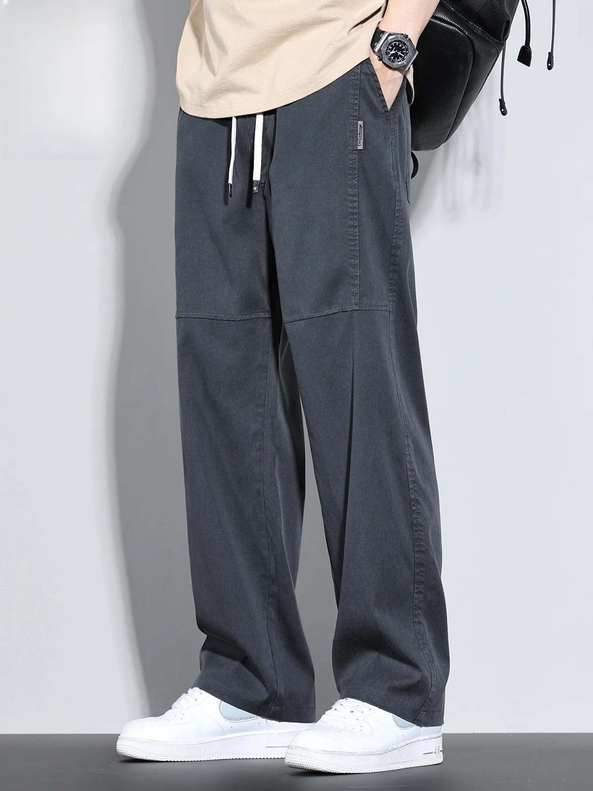 

Men's Casual Pants Draped Wide Leg Summer Thin Loose Lyocell Sports Trousers Youth Faion Anti-Wrinkle Straight Leg