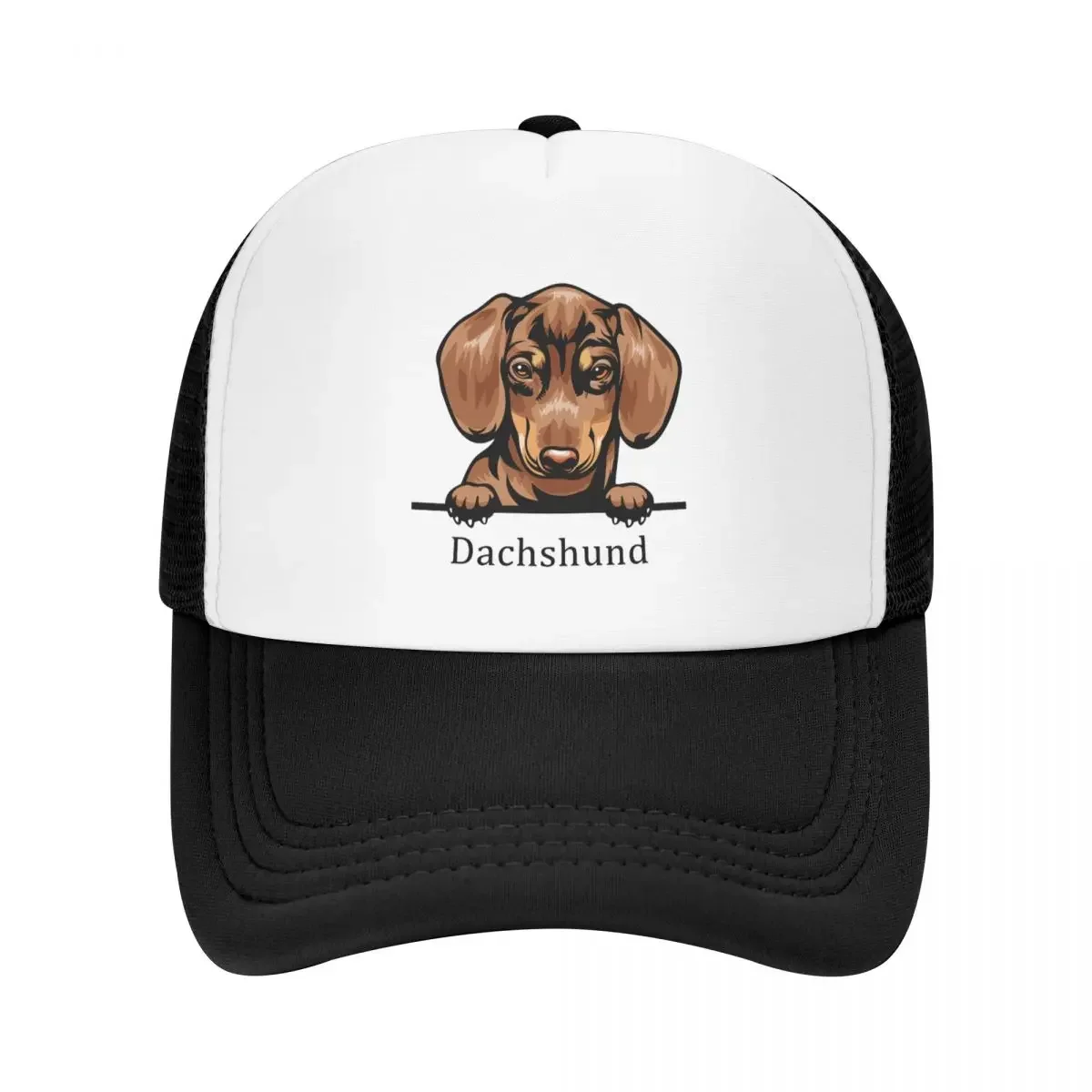 Classic Unisex Peeking Dog Dachshund Trucker Hat Adult Pet Animal Adjustable Baseball Cap Men Women Sports Snapback Caps