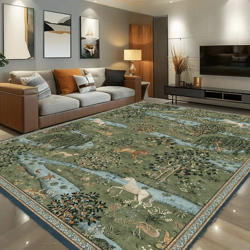 William Morris Owl & Willow Nature CarpetGreen Botanical Flower Animal Rug Modern Home Art Living Room Bedroom Decorative Carpet