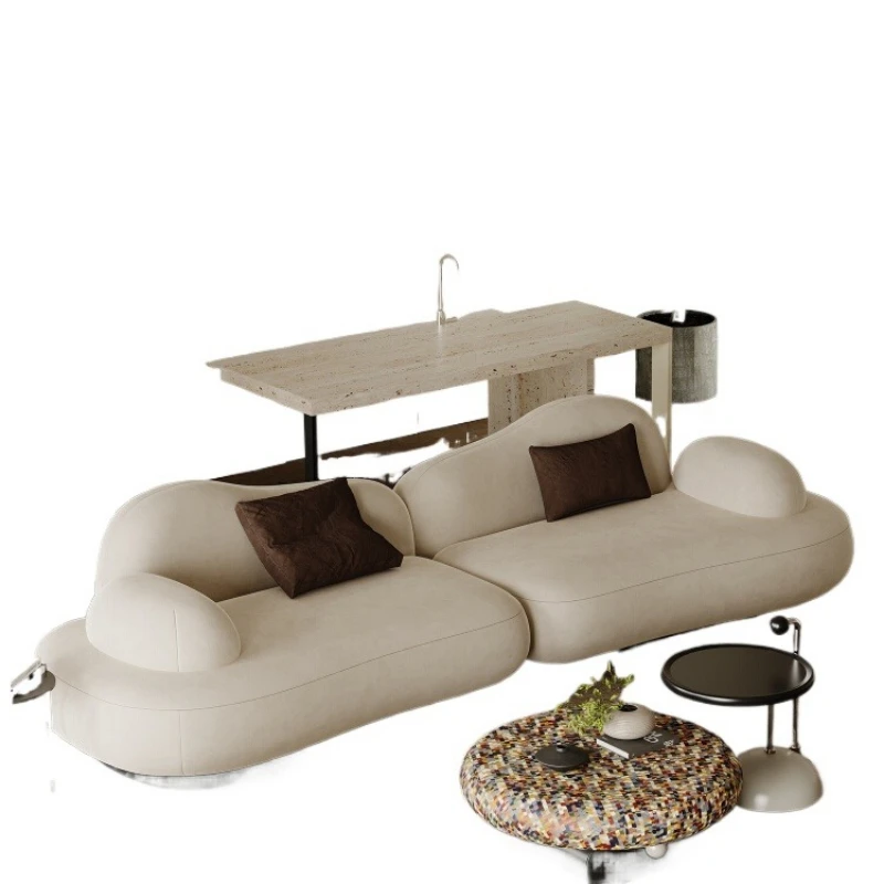 

Italian minimalist fabric sofa, living room size apartment, flat-floor villa