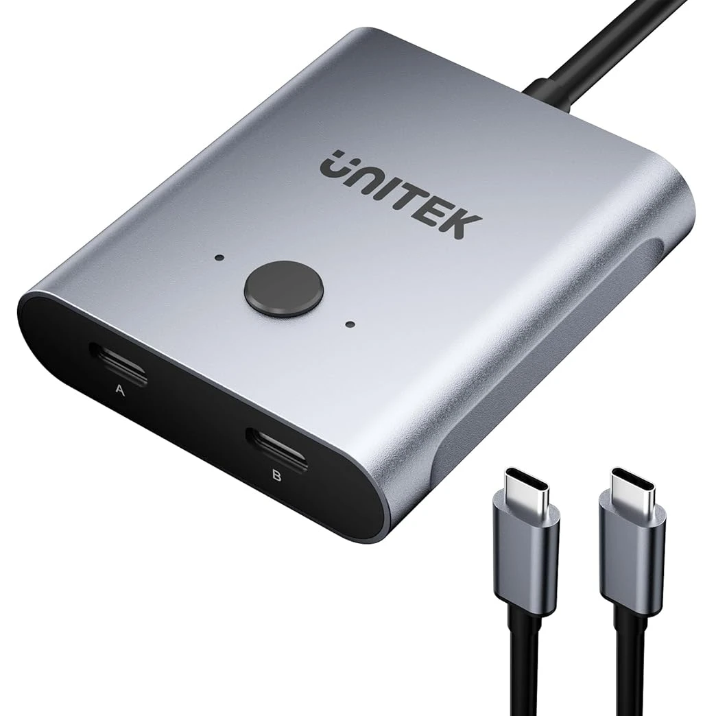 Unitek-Comutador KVM USB Bi-Direcional C, 1x2, 2x1, Divisor Tipo C, 8K @ 60Hz, 4K @ 120Hz, Comutador Vídeo PD, 100W, transmissão 10Gbps dos dados