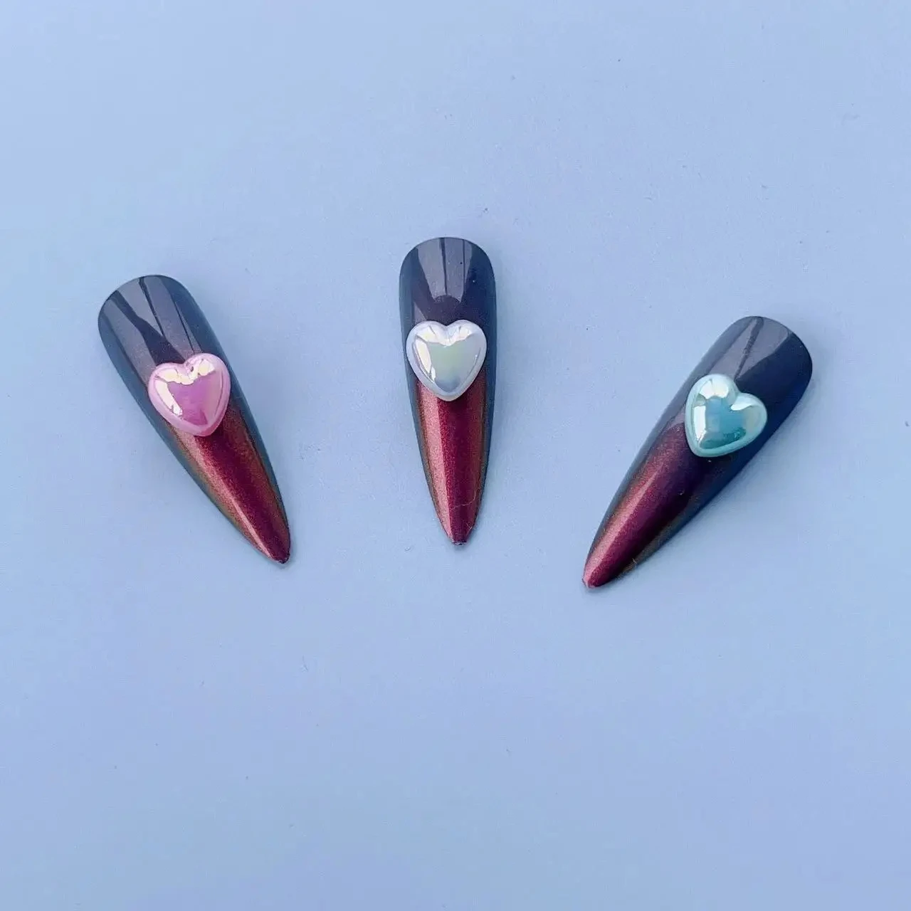 20PCS 3D Aurora Heart Nail Charms Jewelry Multi Color Resin Nail Art Decoration Supplies Parts Sparkly Love Manicure Accessories